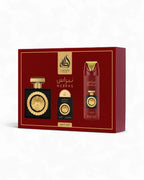 Coffret Nebras Lattafa Pride 3 pièces avec Eau de Parfum 100 ml, vaporisateur parfumé 200 ml et mini parfum 20 ml