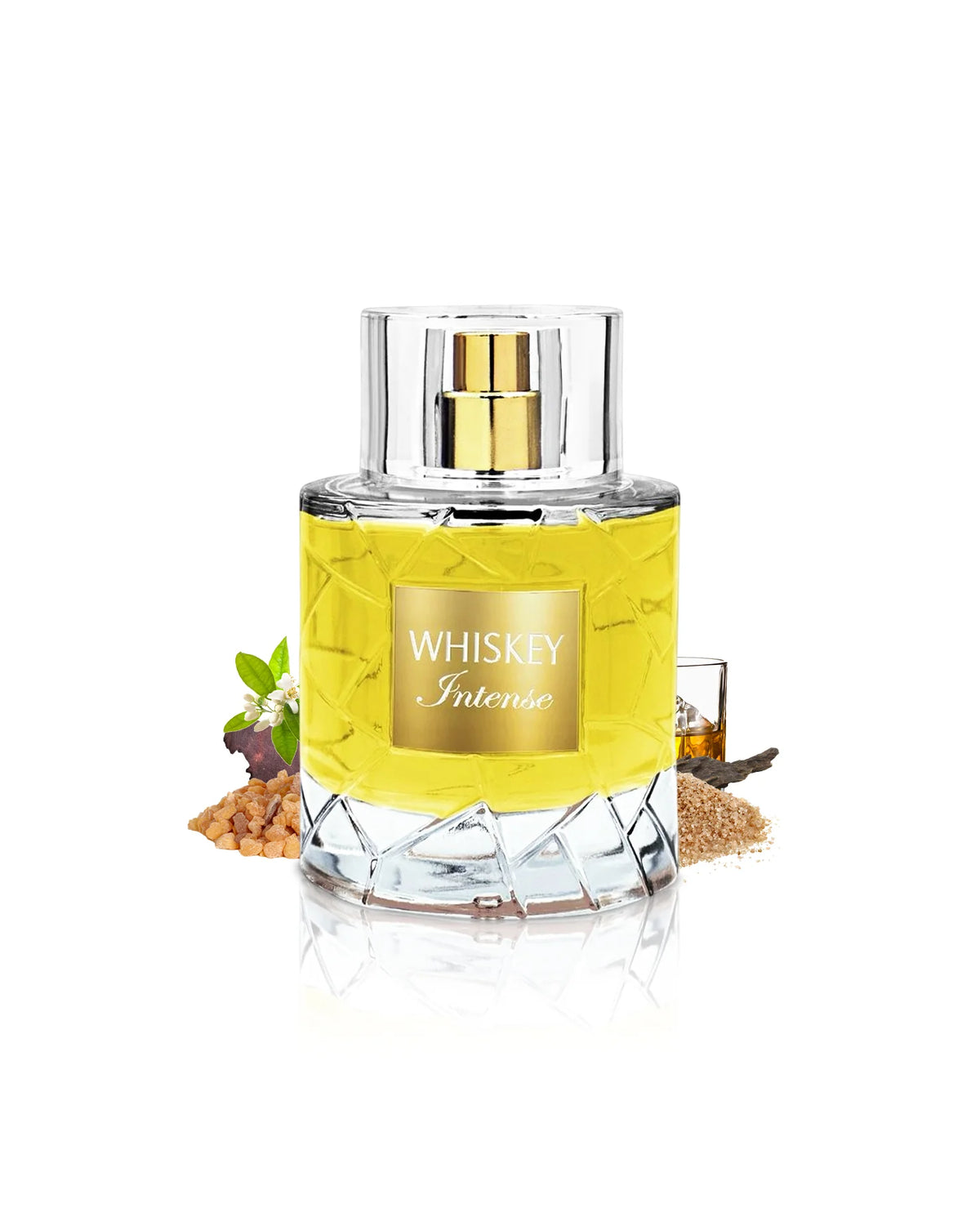Flacon Whiskey Intense Fragrance World, parfum masculin aux accords de whisky, bois et épices, disponible au Maroc chez ELYSÉA Perfumes.