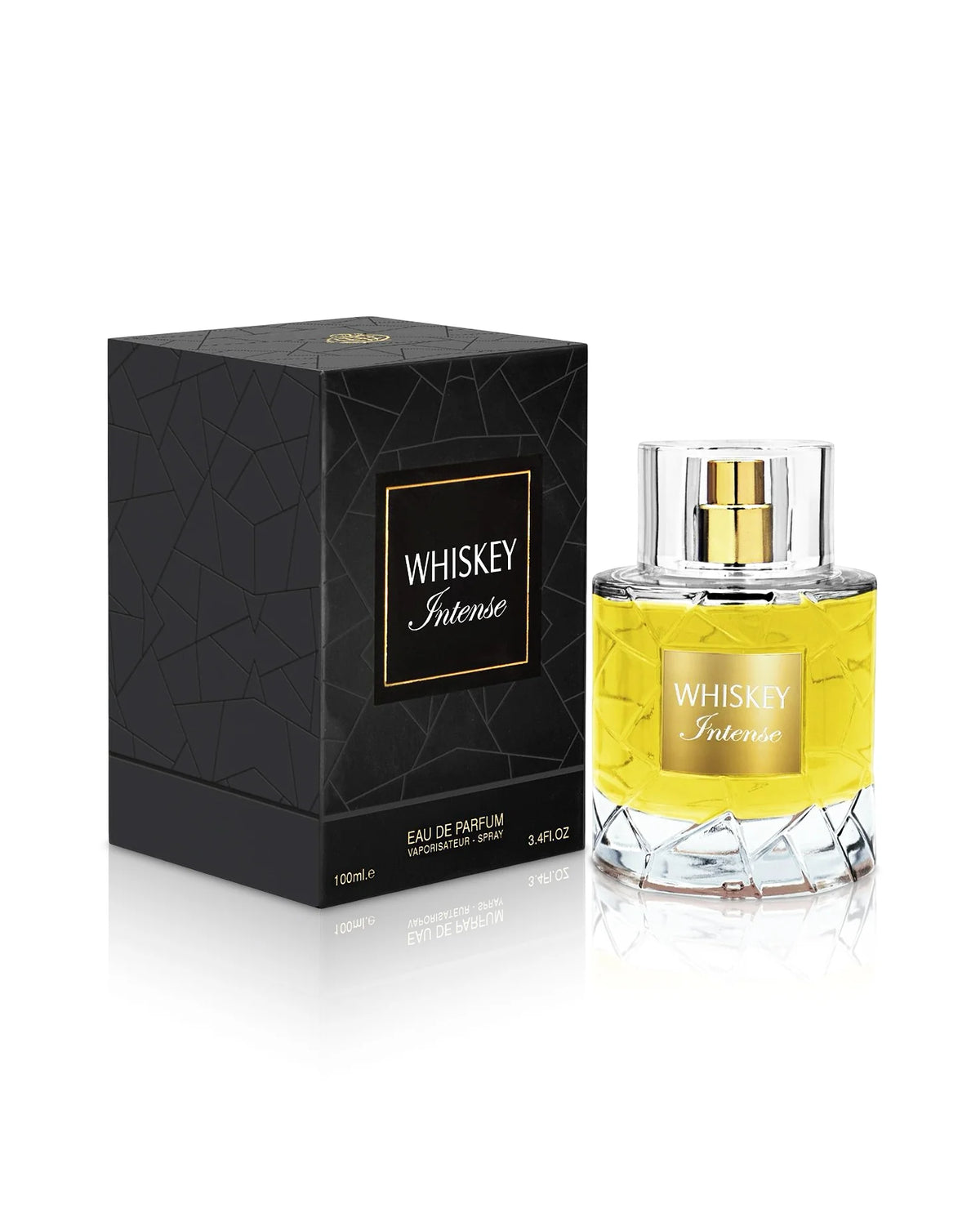 Flacon Whiskey Intense Fragrance World, parfum masculin aux accords de whisky, bois et épices, disponible au Maroc chez ELYSÉA Perfumes.