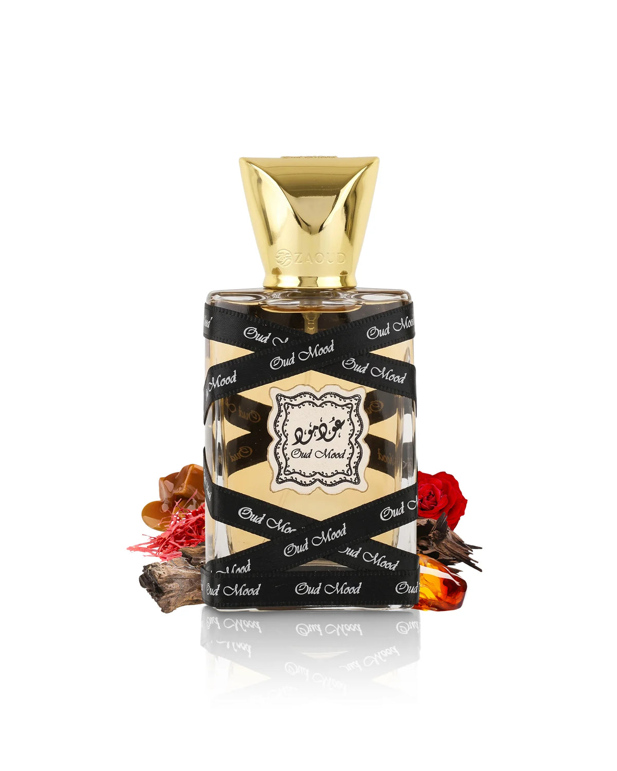 Flacon Oud Mood Lattafa Eau de Parfum 100 ml original, parfum oriental boisé aux notes de oud, safran, vanille et ambre pour homme et femme au Maroc.