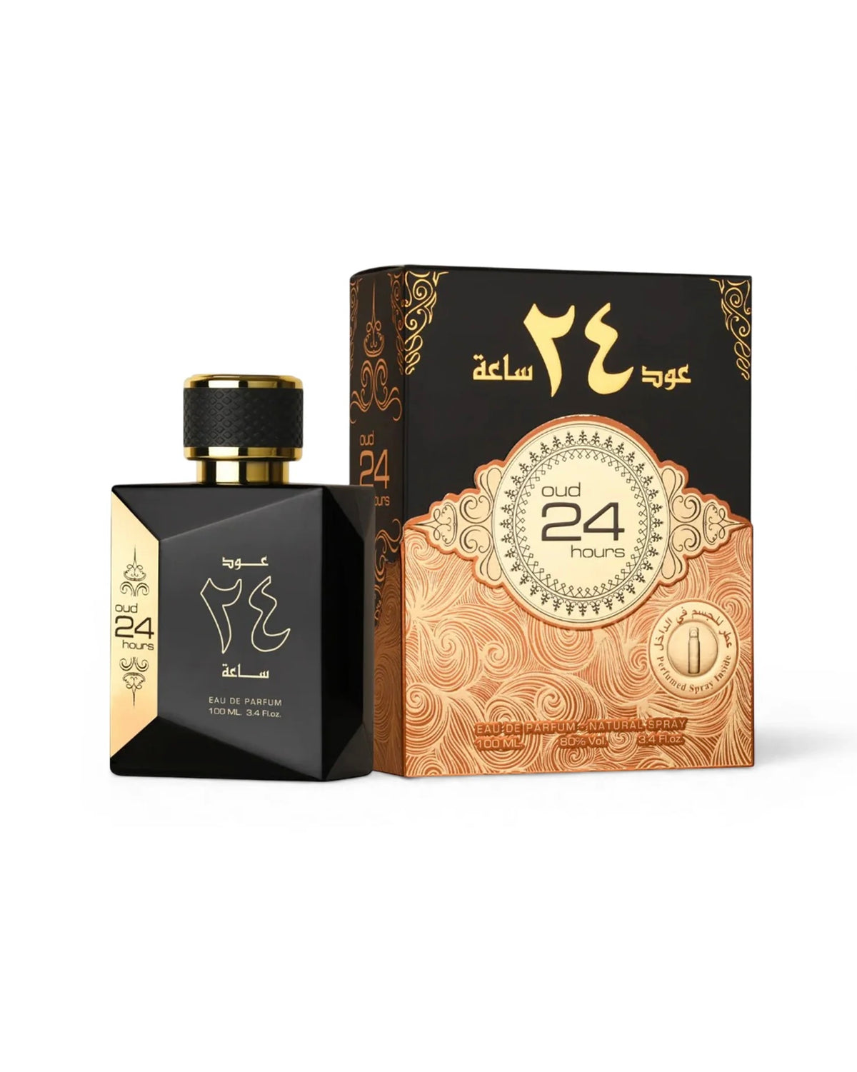 Flacon Oud 24 Hours Ard Al Zaafaran Eau de Parfum 100 ml original, parfum oriental au chocolat noir, patchouli et fleurs blanches pour homme et femme au Maroc.