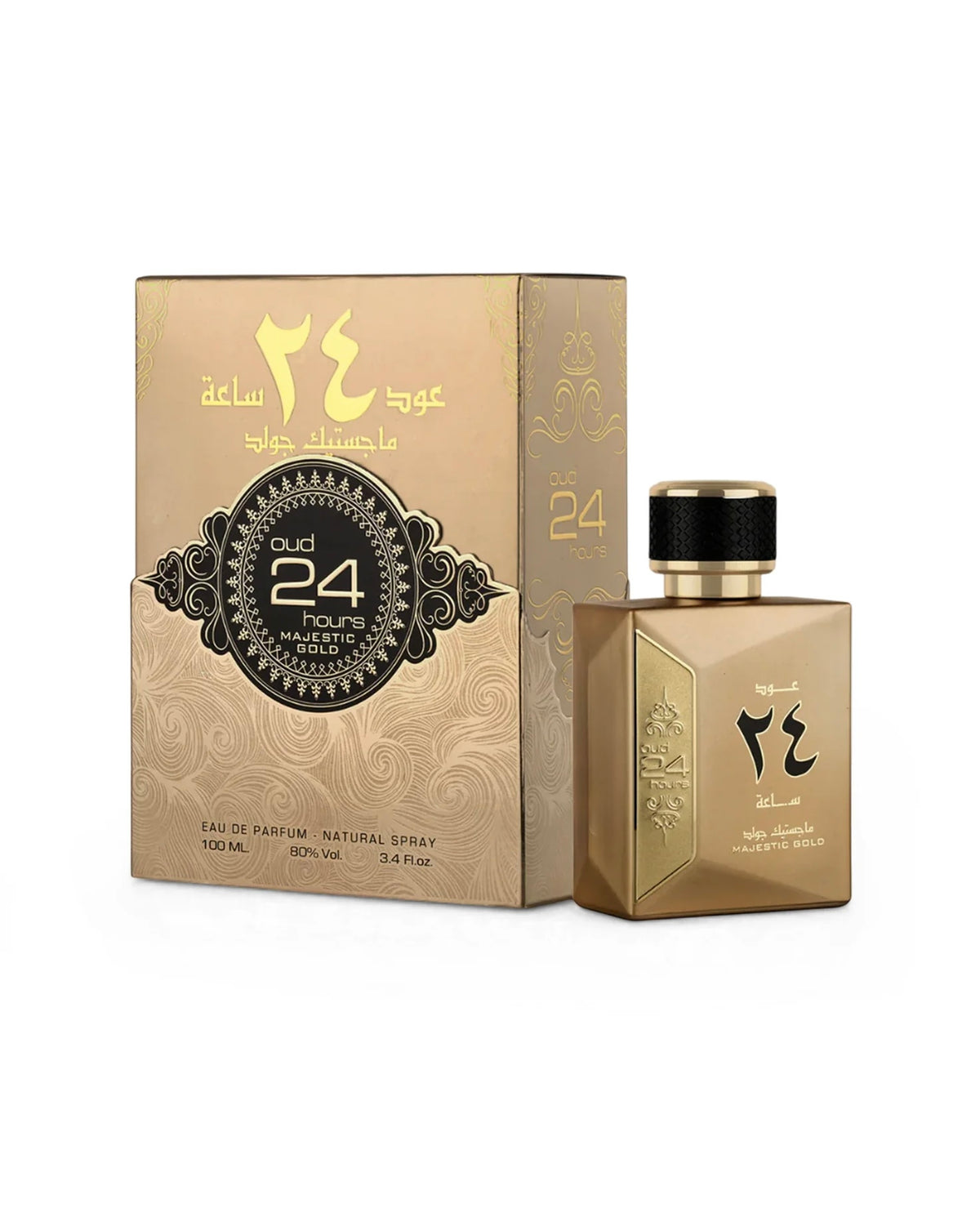 Flacon Oud 24 Hours Majestic Gold Ard Al Zaafaran Eau de Parfum 100 ml original, parfum oriental floral et boisé mixte au Maroc.